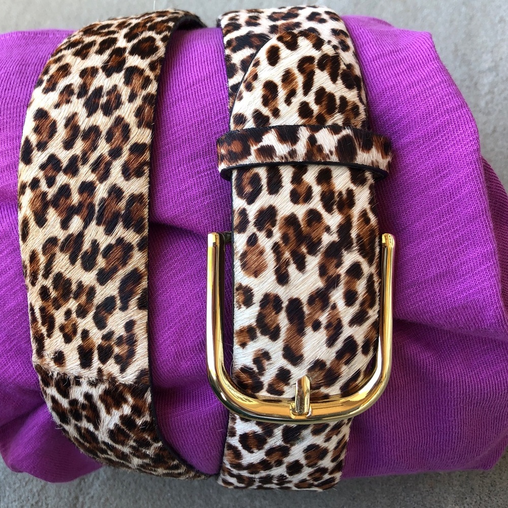Calf-Hair Leopard Print Belt - Like new - Size small